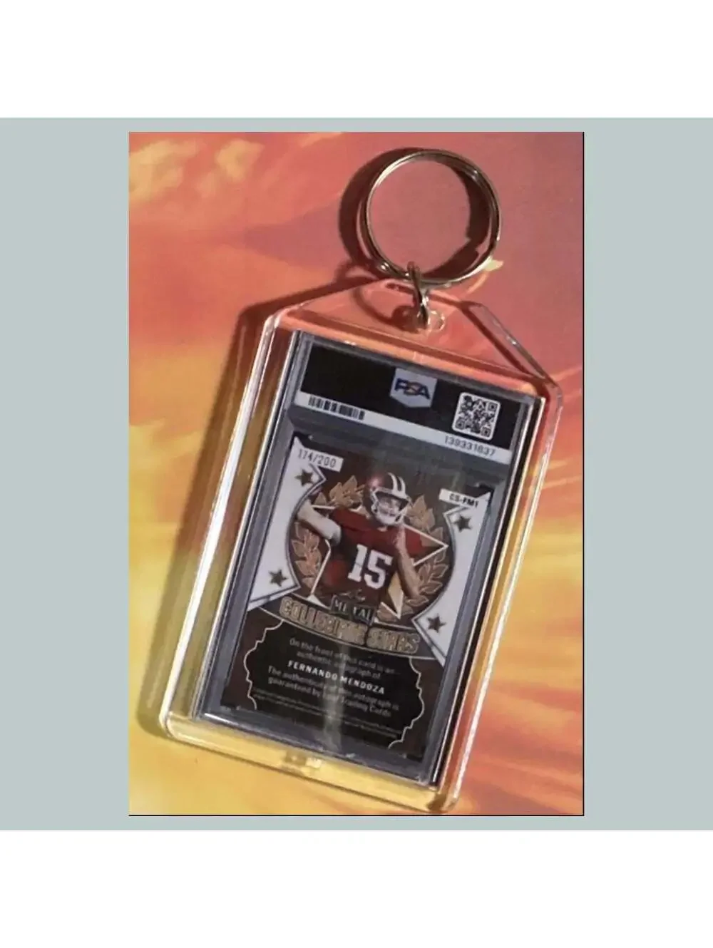 3731 Fernando Mendoza 2025 Bowman U White Shimmer Custom Hand Made Keychain